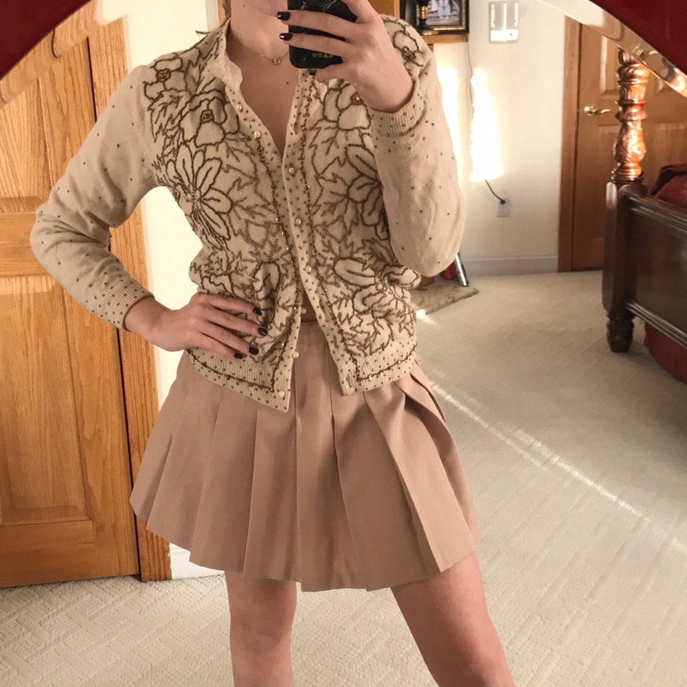 Embroidered cream sweater